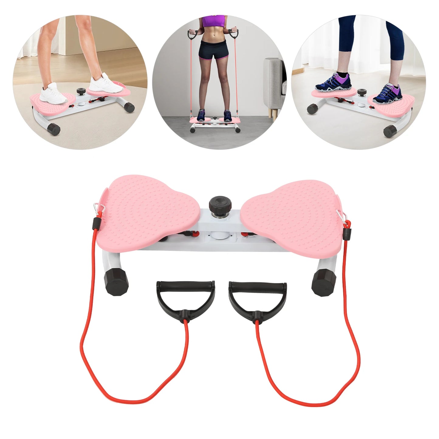 Pink Steel Waist Twister, Floor Standing Waist Twist Exercise Equipment 53.5*32*12cm Legs Distance 48cm for Homes,Offices