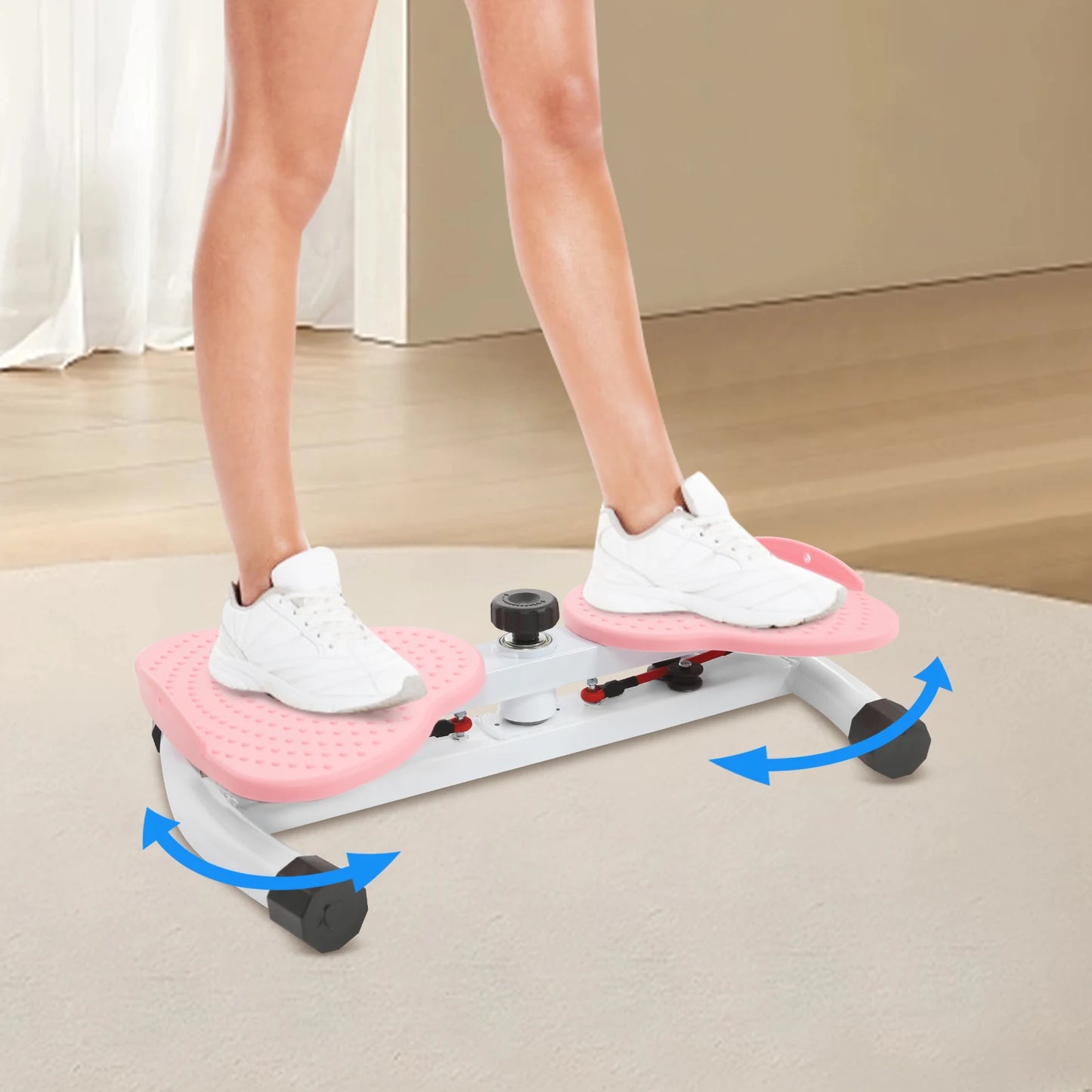 Pink Steel Waist Twister, Floor Standing Waist Twist Exercise Equipment 53.5*32*12cm Legs Distance 48cm for Homes,Offices